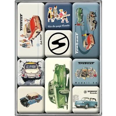 Aimant rétro ART pour frigo - 9 pièces - Trabant - design vintage - Publicité Aimant rétro ART pour frigo - 9 pièces - Trabant - design vintage - Publicité