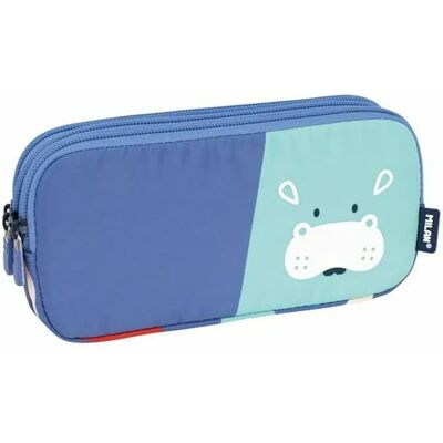 Trousse scolaire Milan Animaux Bleus - 3-zips, 20x11x6.5cm - Publicité Trousse scolaire Milan Animaux Bleus - 3-zips, 20x11x6.5cm - Publicité