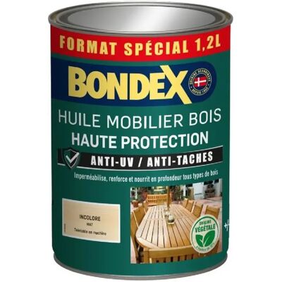 Huile mobilier incolore BONDEX 441376 - Fini mat - 1,2 L - Publicité Huile mobilier incolore BONDEX 441376 - Fini mat - 1,2 L - Publicité