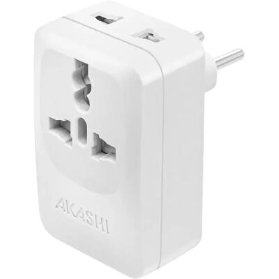 Akashi Adaptateur de voyage universel USB/USB-C 15W - Publicité Akashi Adaptateur de voyage universel USB/USB-C 15W - Publicité