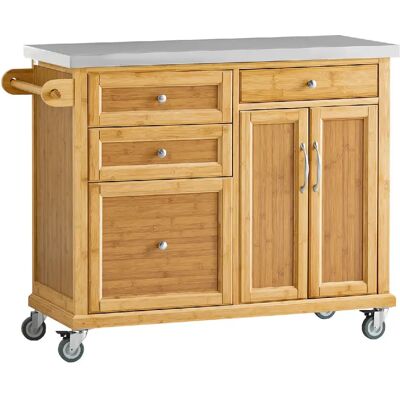 SoBuy Desserte de Cuisine Roulante avec Îlot Central, Plan INOX et 4 Tiroirs - Publicité SoBuy Desserte de Cuisine Roulante avec Îlot Central, Plan INOX et 4 Tiroirs - Publicité