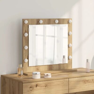 Miroir de Coiffeuse en Bois Blanc avec LED - Miroir - Publicité Miroir de Coiffeuse en Bois Blanc avec LED - Miroir - Publicité