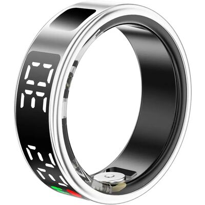 Avizar Bague Connectée Taille 8 Modèle Saturn avec Écran LED et Étui de Charge Argent - Publicité Avizar Bague Connectée Taille 8 Modèle Saturn avec Écran LED et Étui de Charge Argent - Publicité