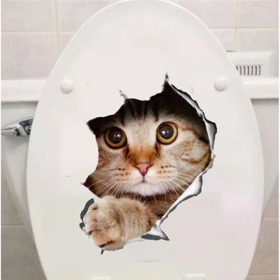 General Autocollant mural 3D en vinyle motif chats, pour toilettes, trou de vue, décoration de salle de bain, animaux, papier peint artistique~000948 - Publicité General Autocollant mural 3D en vinyle motif chats, pour toilettes, trou de vue, décoration de salle de bain, animaux, papier peint artistique~000948 - Publicité