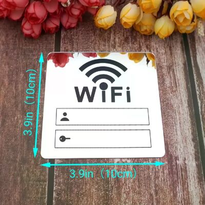 General Autocollant miroir acrylique pour panneau WiFi pour lieux publics, magasins à domicile, écriture manuscrite, compte et mot de passe, panneaux d'affichage WiFi~000622 - Publicité General Autocollant miroir acrylique pour panneau WiFi pour lieux publics, magasins à domicile, écriture manuscrite, compte et mot de passe, panneaux d'affichage WiFi~000622 - Publicité