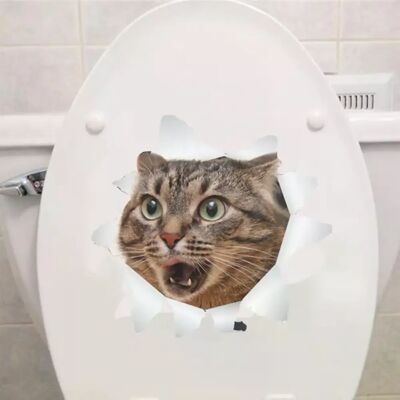 General Autocollant mural 3D en vinyle motif chats, pour toilettes, trou de vue, décoration de salle de bain, animaux, papier peint artistique~0059 - Publicité General Autocollant mural 3D en vinyle motif chats, pour toilettes, trou de vue, décoration de salle de bain, animaux, papier peint artistique~0059 - Publicité