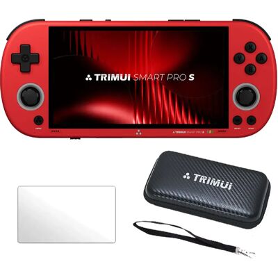 Trimui Smart Pro S 4,96" IPS Linux avec étui de transport et verre trempé - Rouge - Publicité Trimui Smart Pro S 4,96" IPS Linux avec étui de transport et verre trempé - Rouge - Publicité