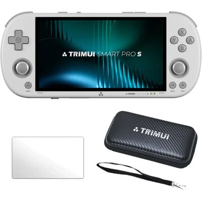 Trimui Smart Pro S 4,96" IPS Linux 64 Go avec étui de transport et verre trempé - Blanc - Publicité Trimui Smart Pro S 4,96" IPS Linux 64 Go avec étui de transport et verre trempé - Blanc - Publicité