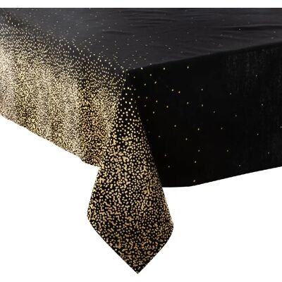 Fééric Lights And Christmas Nappe de Noël noire et dorée à petits pois - 140x360 cm - Publicité Fééric Lights And Christmas Nappe de Noël noire et dorée à petits pois - 140x360 cm - Publicité