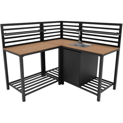 Monstershop Ensemble de Cuisine Extérieure 3 Pièces en Aluminium & Bois Évier Unité d’Angle - Publicité Monstershop Ensemble de Cuisine Extérieure 3 Pièces en Aluminium & Bois Évier Unité d’Angle - Publicité