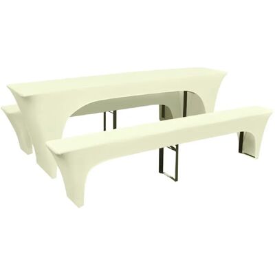 DÉCOSHOP26 Ensemble housses de table et bancs - Crème - Protège-pieds - Publicité DÉCOSHOP26 Ensemble housses de table et bancs - Crème - Protège-pieds - Publicité