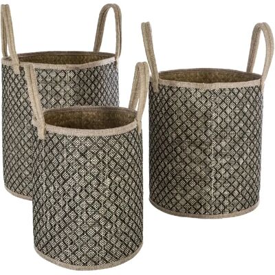 ATMOSPHERA Trio de panier en osier Nomade - Beige et Noir - Publicité ATMOSPHERA Trio de panier en osier Nomade - Beige et Noir - Publicité