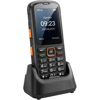 Avizar Téléphone Portable Robuste Incassable 4G avec Écran 2.8" et Socle de Charge Noir - Publicité Avizar Téléphone Portable Robuste Incassable 4G avec Écran 2.8" et Socle de Charge Noir - Publicité