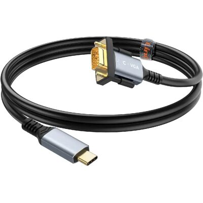 LinQ Câble Adaptateur Vidéo USB-C vers VGA 1.8m Résolution Full HD 1080p Noir - Publicité LinQ Câble Adaptateur Vidéo USB-C vers VGA 1.8m Résolution Full HD 1080p Noir - Publicité