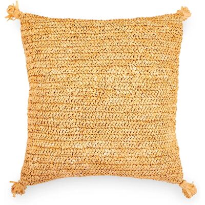 PRIVATEFLOOR Coussin Boho Raffia Carmel - 50x50cm - Housse & Relleno - Publicité PRIVATEFLOOR Coussin Boho Raffia Carmel - 50x50cm - Housse & Relleno - Publicité