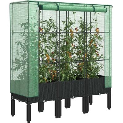 vidaXL Jardinière surélevée avec housse aspect rotin - Publicité vidaXL Jardinière surélevée avec housse aspect rotin - Publicité