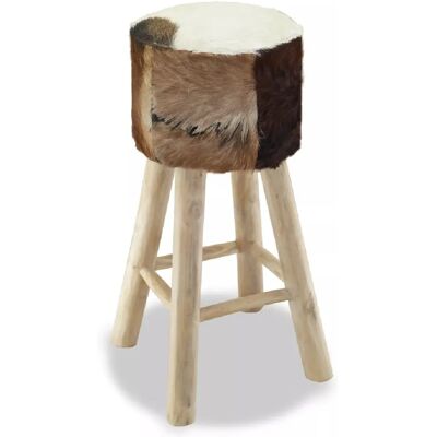 Helloshop26 Tabouret de bar cuir teck - Beige - Publicité Helloshop26 Tabouret de bar cuir teck - Beige - Publicité