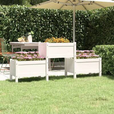 Jardinera en bois de pin vidaXL - Rustique avec 3 caisses - Publicité Jardinera en bois de pin vidaXL - Rustique avec 3 caisses - Publicité