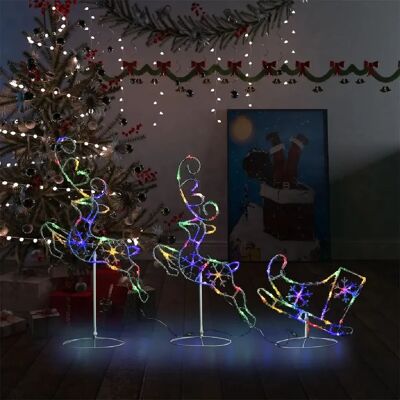 vidaXL Décoration de Noël Renne et Traîneau LED en Acrylique 260x21x87 cm Colorée - Publicité vidaXL Décoration de Noël Renne et Traîneau LED en Acrylique 260x21x87 cm Colorée - Publicité