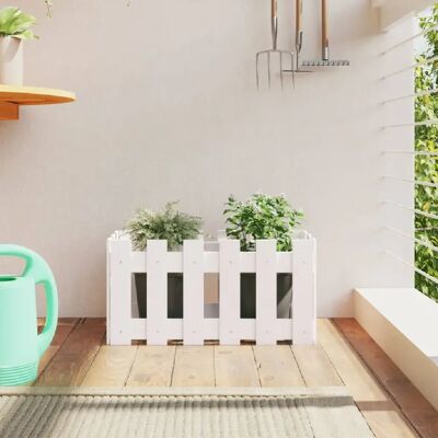 Jardinière avec clôture vidaXL - Pin blanc 60x30x30 cm - Publicité Jardinière avec clôture vidaXL - Pin blanc 60x30x30 cm - Publicité