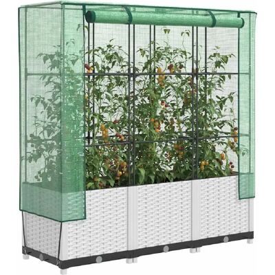vidaXL Jardin surélevé avec abri de serre - Aspect rotin - Publicité vidaXL Jardin surélevé avec abri de serre - Aspect rotin - Publicité