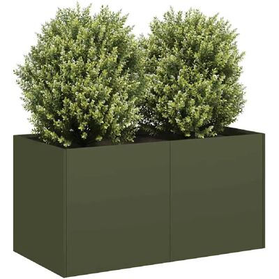 vidaXL Pot de Fleurs en Acier Vert Olive 80x40x40 cm - Jardinière - Publicité vidaXL Pot de Fleurs en Acier Vert Olive 80x40x40 cm - Jardinière - Publicité