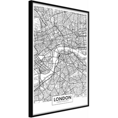 Affiche Carte de la Ville de Londres - Cadre Noir - Publicité Affiche Carte de la Ville de Londres - Cadre Noir - Publicité