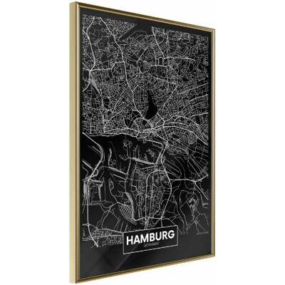 Paris Prix Affiche Murale City Map Hamburg Dark 30 x 45 cm - Or - Publicité Paris Prix Affiche Murale City Map Hamburg Dark 30 x 45 cm - Or - Publicité