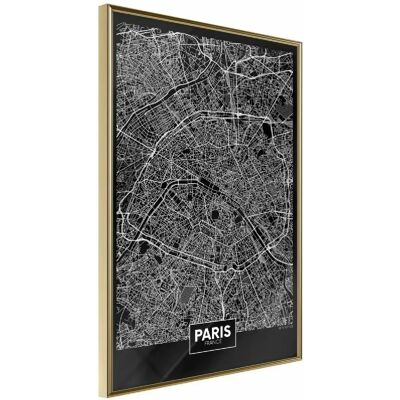 Affiche Carte de Paris Sombre - Artgeist, 40x60, Encadré - Publicité Affiche Carte de Paris Sombre - Artgeist, 40x60, Encadré - Publicité