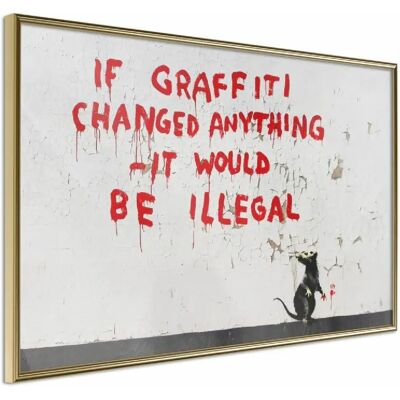 Paris Prix Affiche Murale Encadrée Banksy If Graffiti Changed Anything - 90 x 60 cm - Or - Publicité Paris Prix Affiche Murale Encadrée Banksy If Graffiti Changed Anything - 90 x 60 cm - Or - Publicité