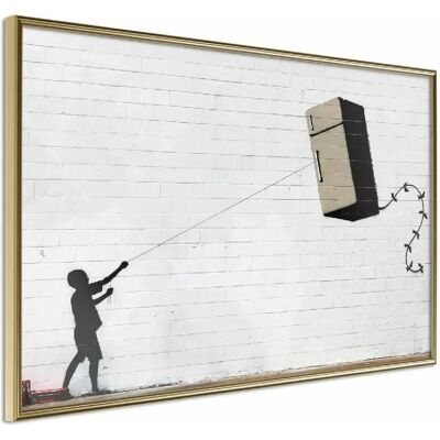 Artgeist Poster Encadré - Banksy: Fridge Kite - 30x20 - Affiche d'art - Publicité Artgeist Poster Encadré - Banksy: Fridge Kite - 30x20 - Affiche d'art - Publicité