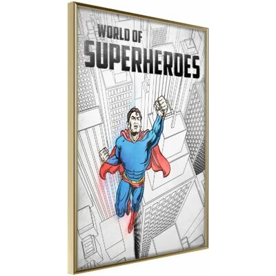 Affiche Superhéros avec Cadre Doré - 20x30cm - Art Poster - Publicité Affiche Superhéros avec Cadre Doré - 20x30cm - Art Poster - Publicité