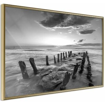 Poster Old Breakwater - Cadre Doré - 90x60cm - Artgeist - Publicité Poster Old Breakwater - Cadre Doré - 90x60cm - Artgeist - Publicité