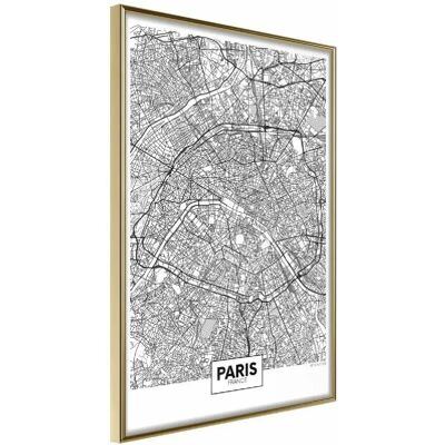 Artgeist Carte de la Ville: Paris - Affiche - 20x30 Cadre Doré - Publicité Artgeist Carte de la Ville: Paris - Affiche - 20x30 Cadre Doré - Publicité