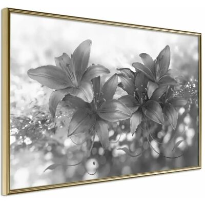 Affiche Dark Lillies d'Artgeist - 45x30cm - Cadre Doré - Publicité Affiche Dark Lillies d'Artgeist - 45x30cm - Cadre Doré - Publicité