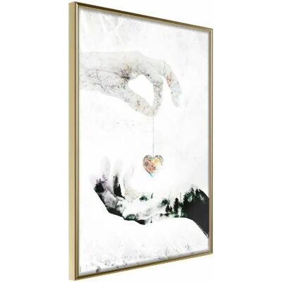 Affiche Artgeist Give Me Your Heart avec Cadre Doré - 20x30cm - Art mural - Publicité Affiche Artgeist Give Me Your Heart avec Cadre Doré - 20x30cm - Art mural - Publicité
