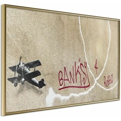 Paris Prix Affiche Murale Encadrée Banksy Love Plane - 45 x 30 cm - Publicité Paris Prix Affiche Murale Encadrée Banksy Love Plane - 45 x 30 cm - Publicité