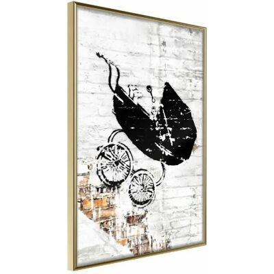 Banksy : Poussette - Cadre Or - Affiche - Publicité Banksy : Poussette - Cadre Or - Affiche - Publicité