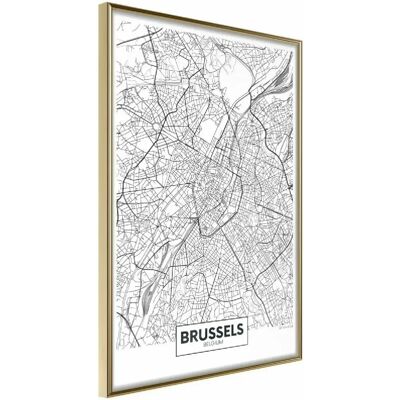 Paris Prix City Map Brussels - 40 x 60 cm - Or - Publicité Paris Prix City Map Brussels - 40 x 60 cm - Or - Publicité