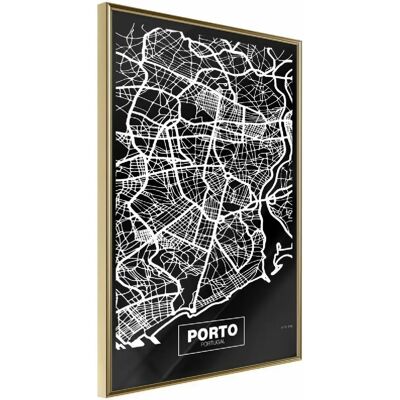 Affiche Artgeist Porto Dark - Carte de la ville - 20x30 - Encadré ou non - Publicité Affiche Artgeist Porto Dark - Carte de la ville - 20x30 - Encadré ou non - Publicité