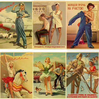 General Nouveauté ! Affiche Kraft vintage, style pin-up russe shabby chic, pour décoration murale de salon ou de bar~1613 - Publicité General Nouveauté ! Affiche Kraft vintage, style pin-up russe shabby chic, pour décoration murale de salon ou de bar~1613 - Publicité