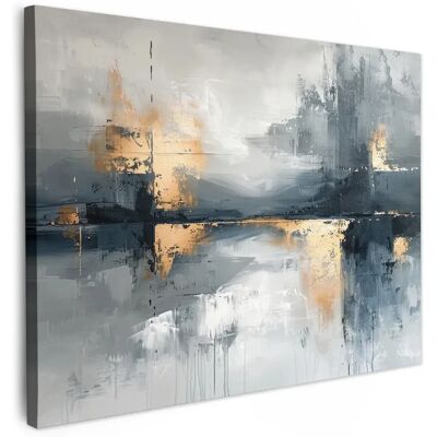 Muchowow Impression sur toile art gris or abstrait - 40x40x2 cm - Publicité Muchowow Impression sur toile art gris or abstrait - 40x40x2 cm - Publicité