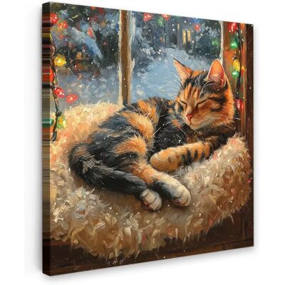 Muchowow Impression sur toile chat Noël - 50x50 cm - Publicité Muchowow Impression sur toile chat Noël - 50x50 cm - Publicité