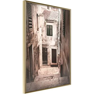 Poster Urban Alley d'Artgeist - Cadre Or 40x60 - Publicité Poster Urban Alley d'Artgeist - Cadre Or 40x60 - Publicité