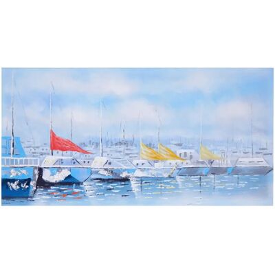 Mendler Tableau Bateaux à l'huile 140 x 70 cm - Publicité Mendler Tableau Bateaux à l'huile 140 x 70 cm - Publicité