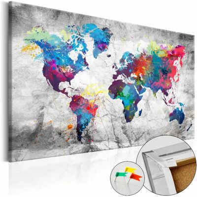 Artgeist Tableau liège World Map Grey - 0x0 cm - Publicité Artgeist Tableau liège World Map Grey - 0x0 cm - Publicité