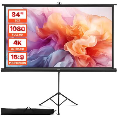 VEVOR TS84H - Noir - 84 pouces 16:9 - Trépied portable - Toile infroissable - Angle 160° - Gain 1,2 - Sac de transport - Publicité VEVOR TS84H - Noir - 84 pouces 16:9 - Trépied portable - Toile infroissable - Angle 160° - Gain 1,2 - Sac de transport - Publicité