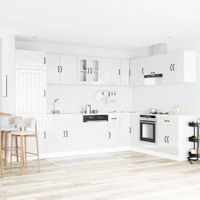 vidaXL Ensemble de 2 Armoires en Bois Vernis Blanc - Armoire de Rangement - Publicité vidaXL Ensemble de 2 Armoires en Bois Vernis Blanc - Armoire de Rangement - Publicité