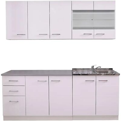 Pegane Cuisine 6 éléments couleur blanc brillant avec plan de travail - Longueur 200 x Profondeur 51/60 x Hauteur 200 cm - Publicité Pegane Cuisine 6 éléments couleur blanc brillant avec plan de travail - Longueur 200 x Profondeur 51/60 x Hauteur 200 cm - Publicité