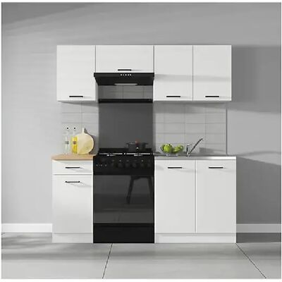 Pegane Cuisine complète 180 cm - Blanc - Publicité Pegane Cuisine complète 180 cm - Blanc - Publicité